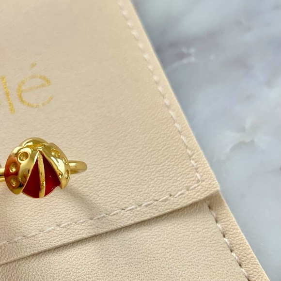 Gold-Plated Sterling Silver Enamel Coated Ladybug Ring Size 5 - Picture 4 of 5